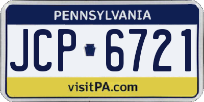 PA license plate JCP6721