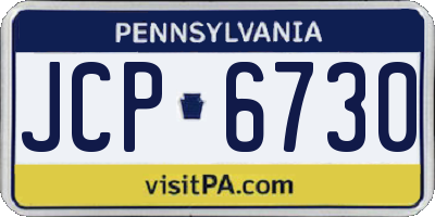 PA license plate JCP6730