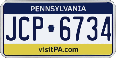 PA license plate JCP6734