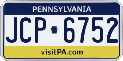 PA license plate JCP6752