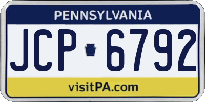 PA license plate JCP6792