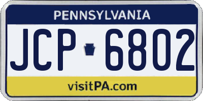 PA license plate JCP6802