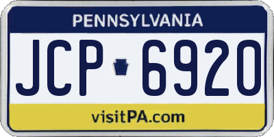 PA license plate JCP6920
