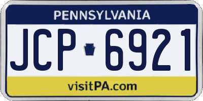 PA license plate JCP6921