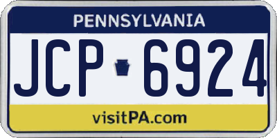 PA license plate JCP6924