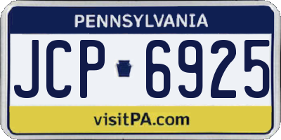 PA license plate JCP6925