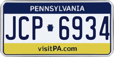 PA license plate JCP6934