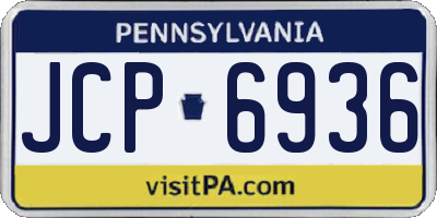 PA license plate JCP6936