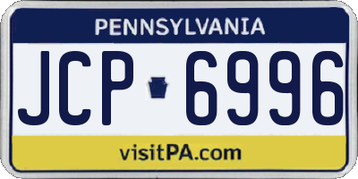PA license plate JCP6996