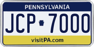 PA license plate JCP7000
