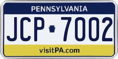 PA license plate JCP7002