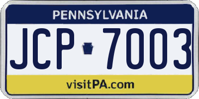 PA license plate JCP7003