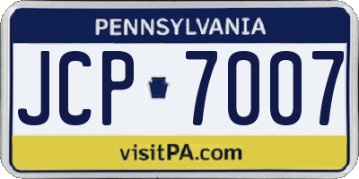 PA license plate JCP7007
