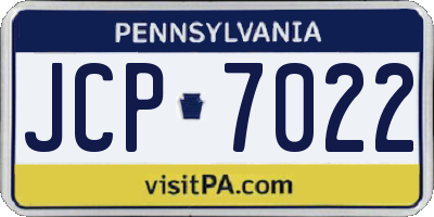 PA license plate JCP7022