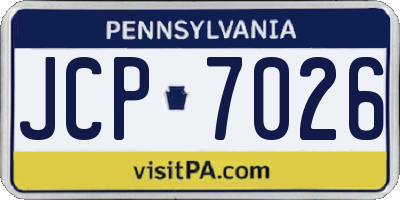 PA license plate JCP7026