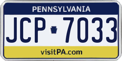 PA license plate JCP7033