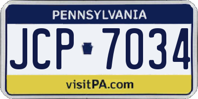 PA license plate JCP7034