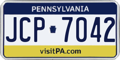 PA license plate JCP7042