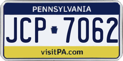 PA license plate JCP7062