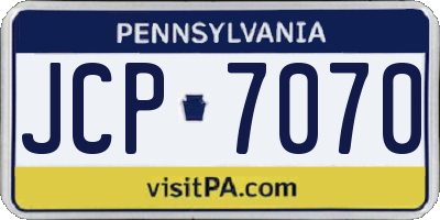 PA license plate JCP7070