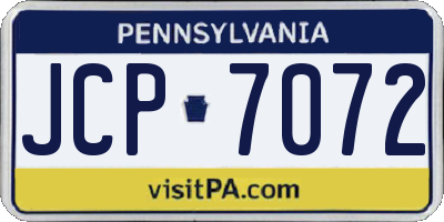 PA license plate JCP7072