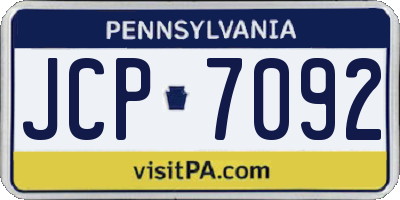 PA license plate JCP7092