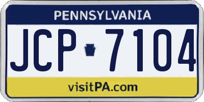 PA license plate JCP7104