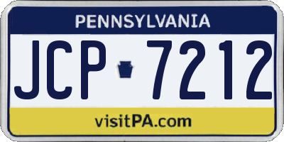 PA license plate JCP7212
