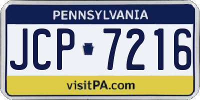 PA license plate JCP7216