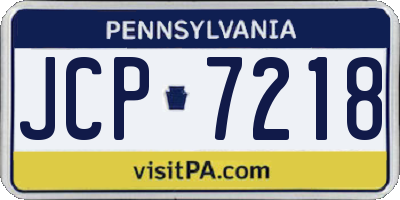 PA license plate JCP7218