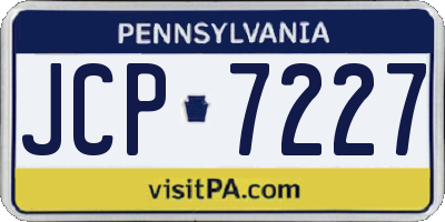 PA license plate JCP7227