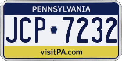 PA license plate JCP7232