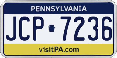 PA license plate JCP7236