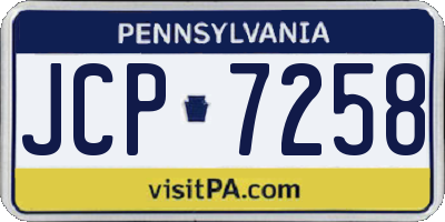 PA license plate JCP7258