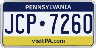 PA license plate JCP7260
