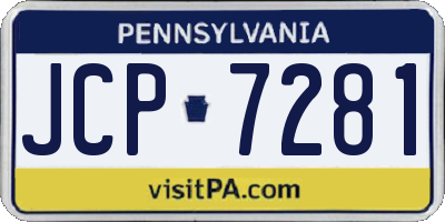 PA license plate JCP7281