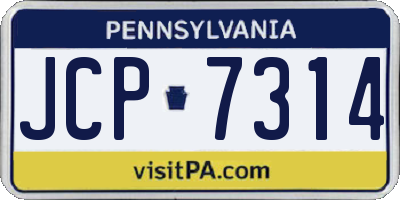 PA license plate JCP7314