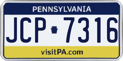 PA license plate JCP7316