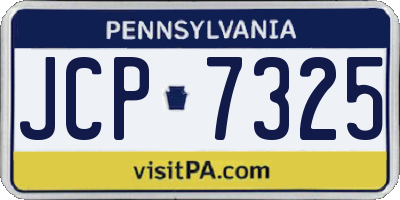 PA license plate JCP7325