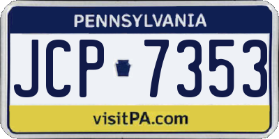 PA license plate JCP7353