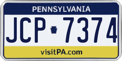 PA license plate JCP7374