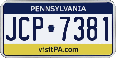 PA license plate JCP7381
