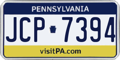 PA license plate JCP7394
