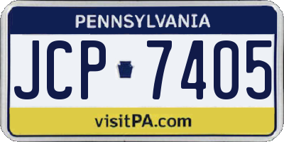 PA license plate JCP7405