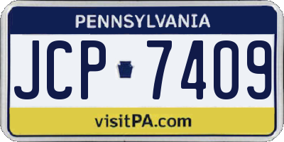 PA license plate JCP7409