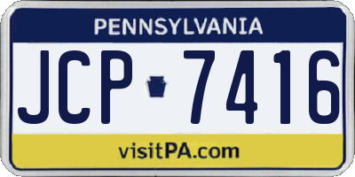PA license plate JCP7416