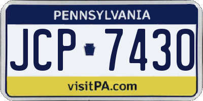 PA license plate JCP7430