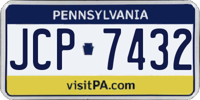 PA license plate JCP7432