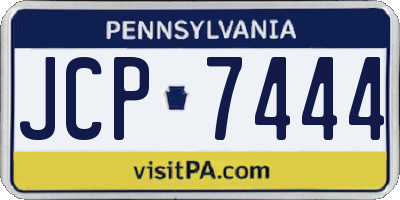 PA license plate JCP7444