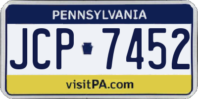 PA license plate JCP7452
